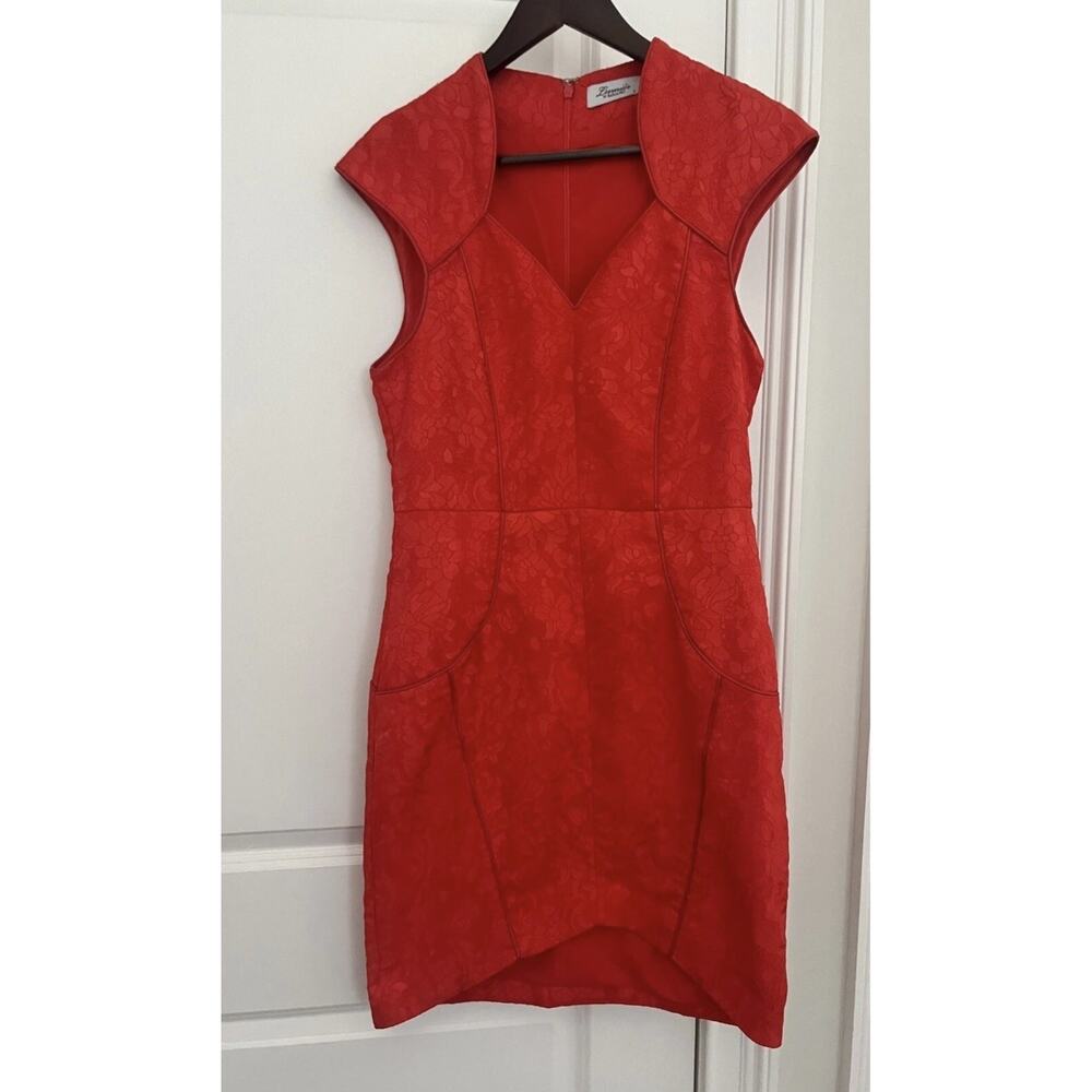 Lumier by Bariano high low jacquard dress Sz. L red